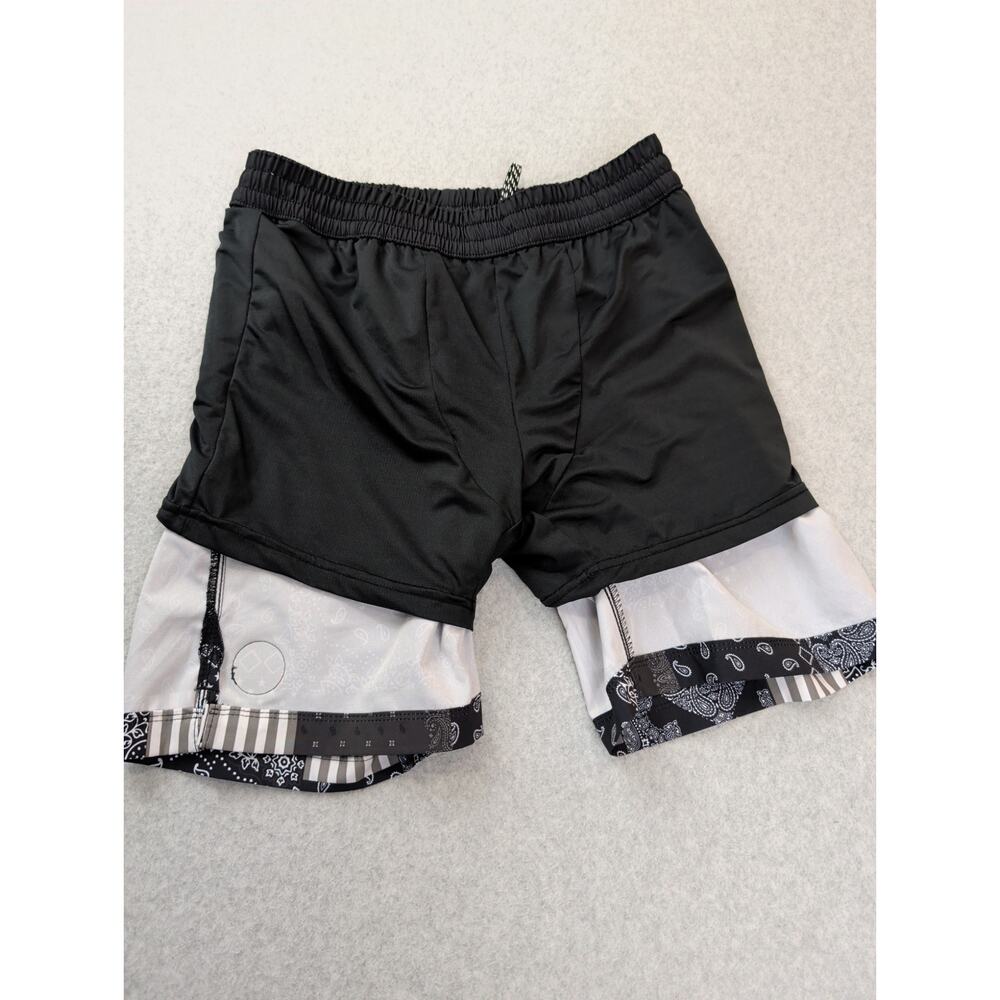 Hurley Mens Board Shorts Swim Trunk MED Black Patchwork Paisley Drawstring Lined - Picture 7 of 7